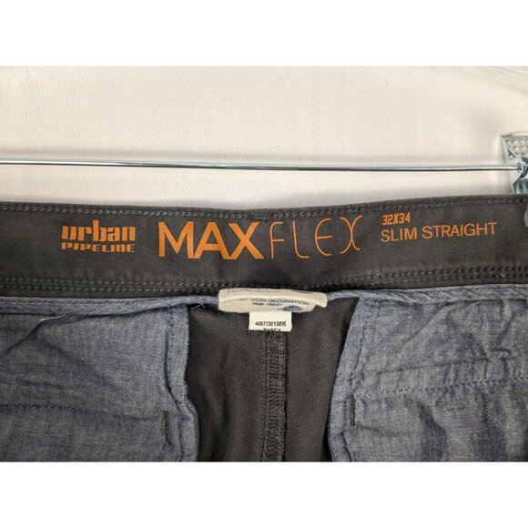 Urban Pipeline Pants Mens 34x34 Gray Slim Fit Straight Leg Max Flex (32x34 Tag) - Picture 8 of 9